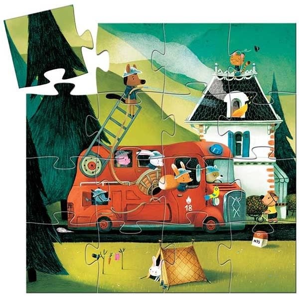 DJECO Puzzel silhouette - Brandweertruck 16st.