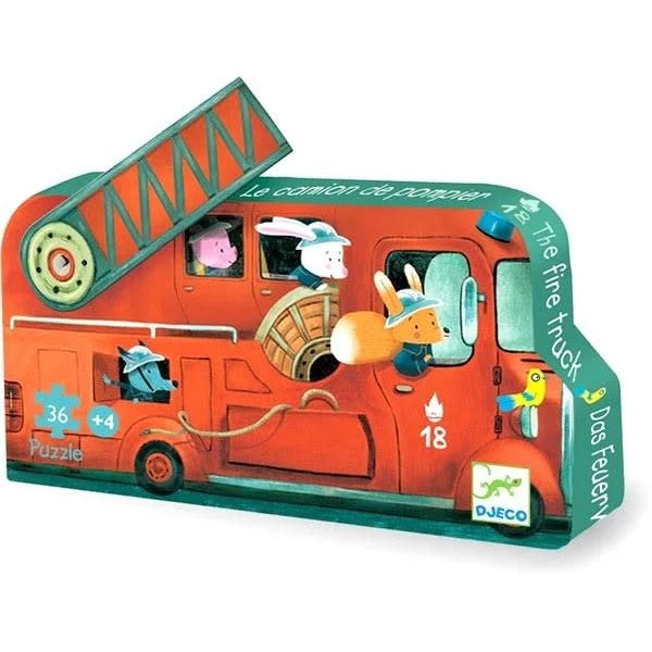 DJECO Puzzel silhouette - Brandweertruck 16st.