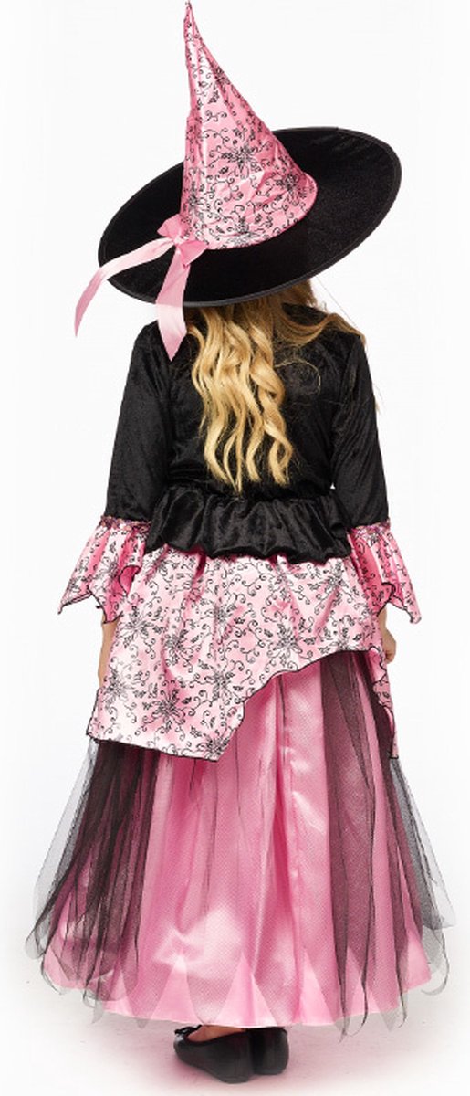 Kostuum heks m/hoed - roze - 128