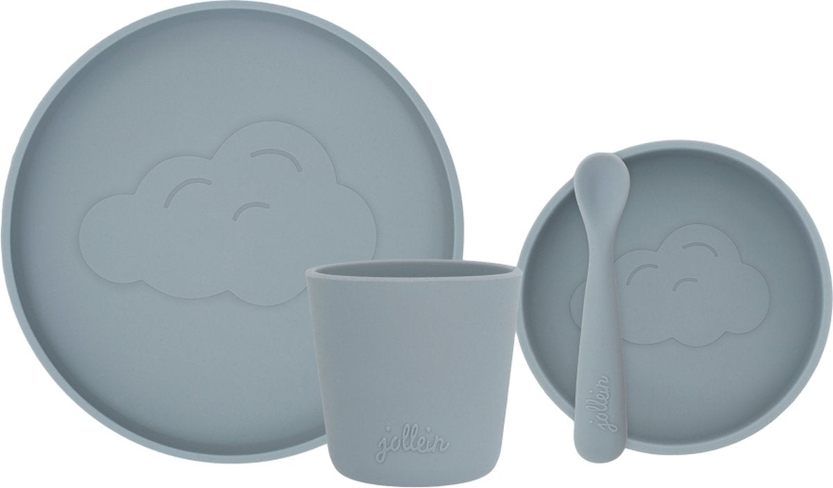JOLLEIN Eetsetje silicone 4dlg - storm grey