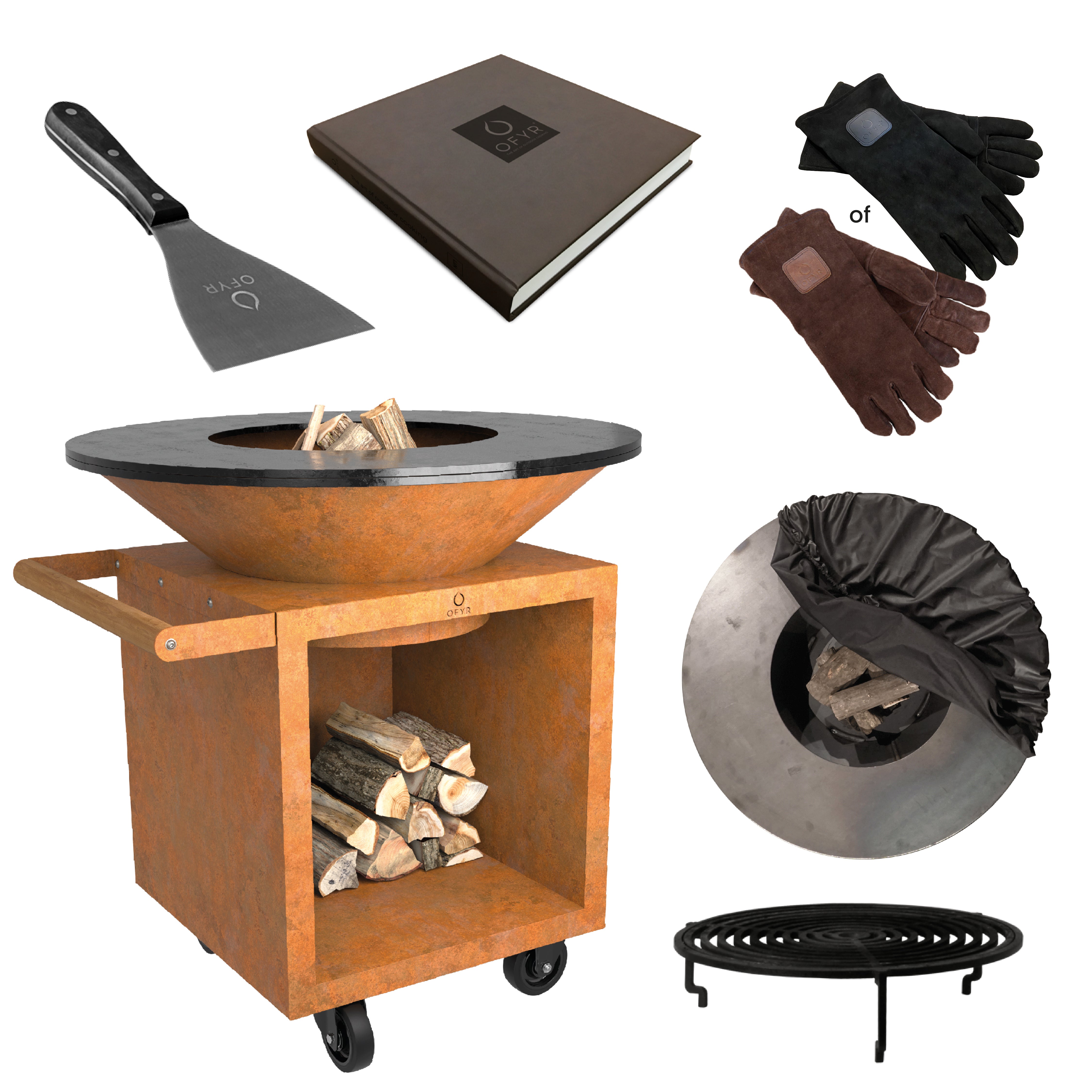 OFYR Classic storage corten 100 pro Inclusief soft cover black + spatel