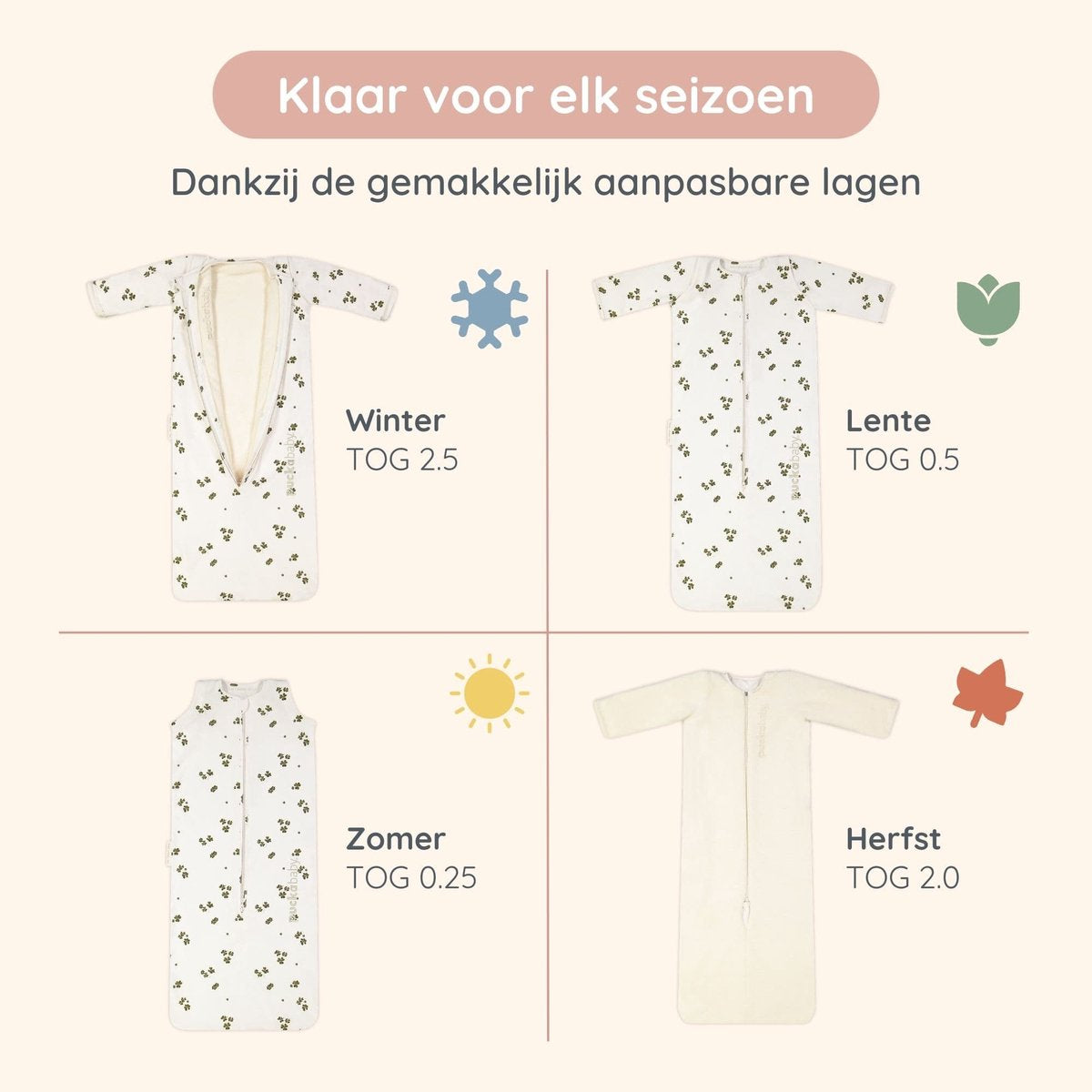 PUCKABABY Slaapzak 4 seizoenen - 0.5/2.5 jaar - lucky clover