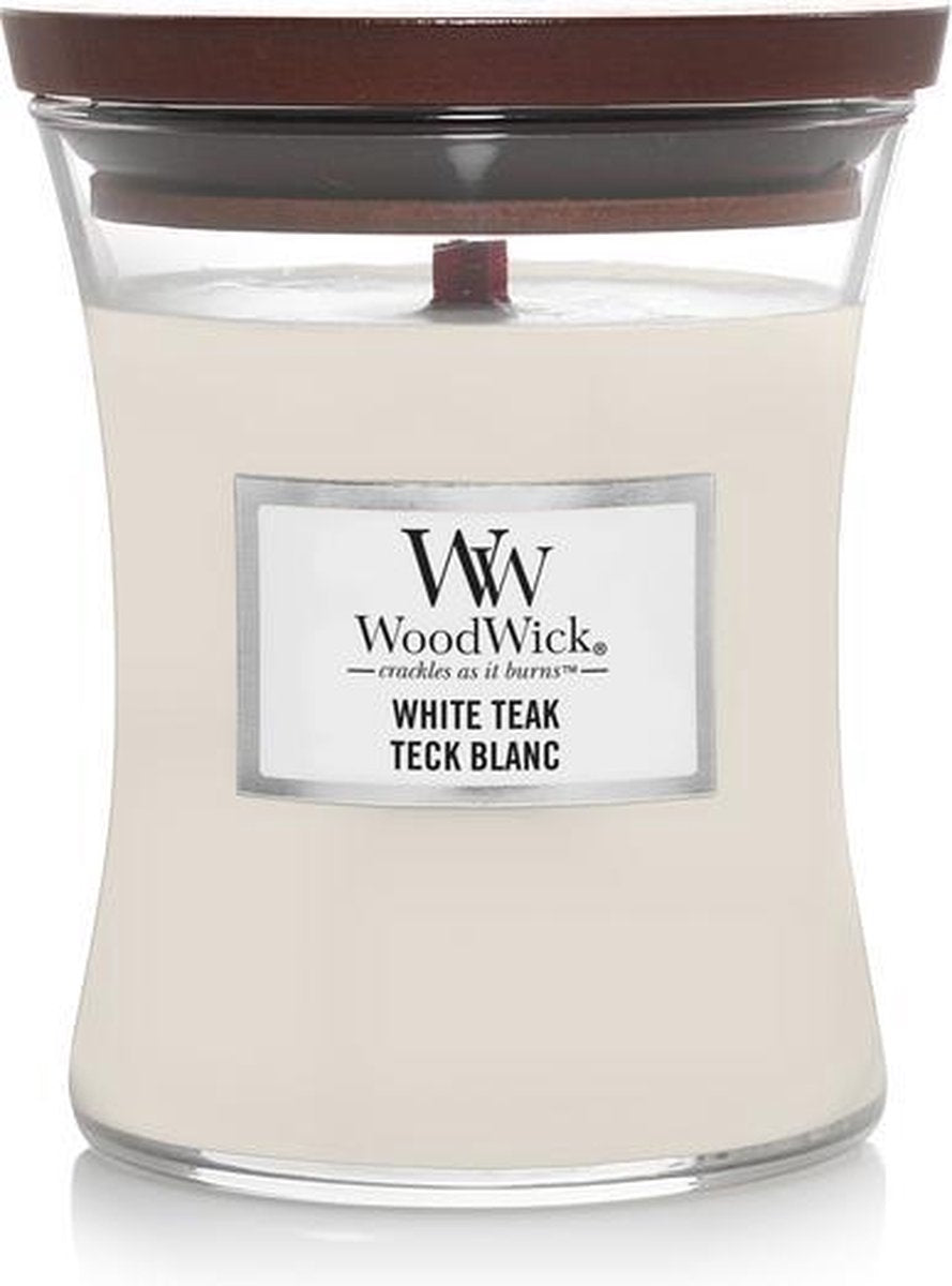 WOODWICK Geurkaars medium - white teak