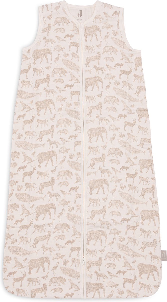 JOLLEIN Slaapzak hydrofiel 110cm - dieren nougat