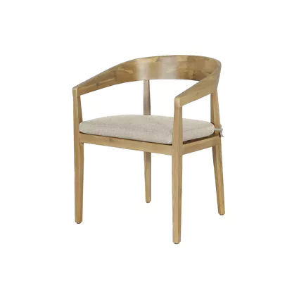SANJO Dining tuinstoel- acaciahout licht teak look met kussen lichtbruin - design