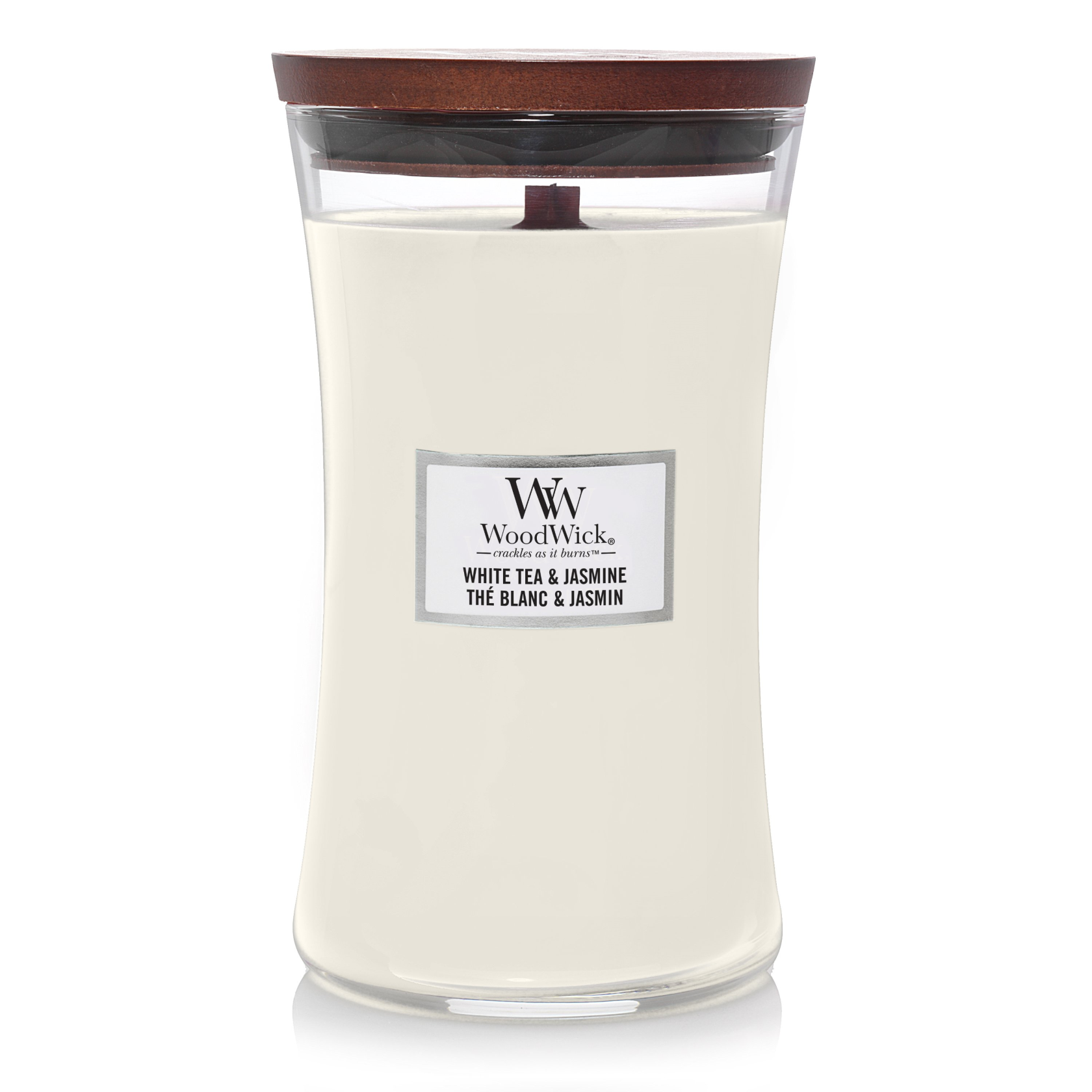 WOODWICK Geurkaars large - white tea en jasmine