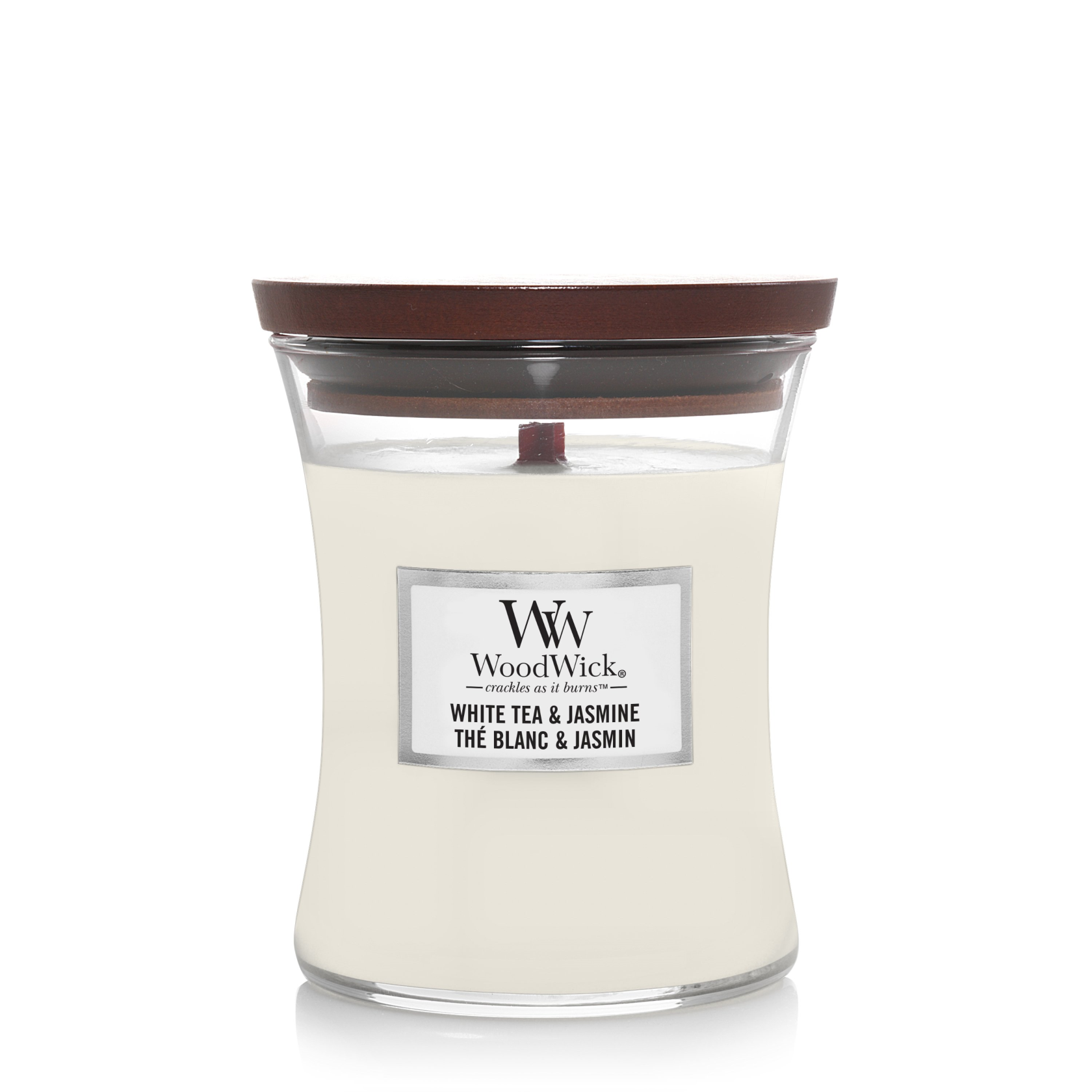 WOODWICK Geurkaars medium - white tea en jasmine
