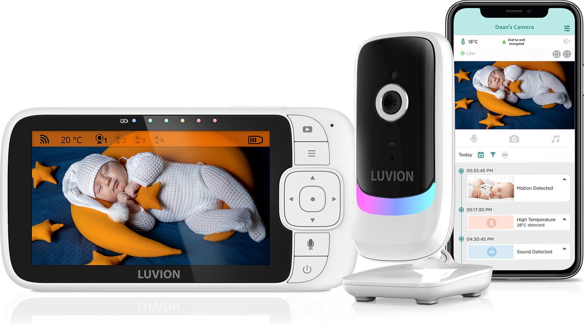 LUVION Essential Connect set - Babyfoon met camera wit
