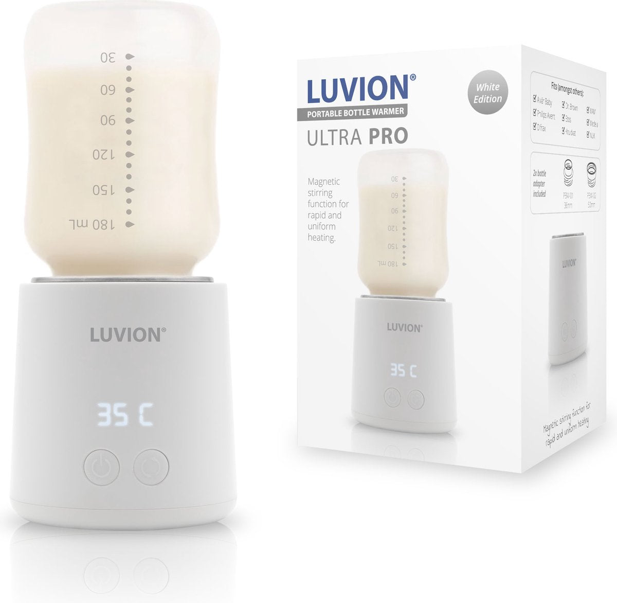 LUVION Draagbare flessenwarmer - wit