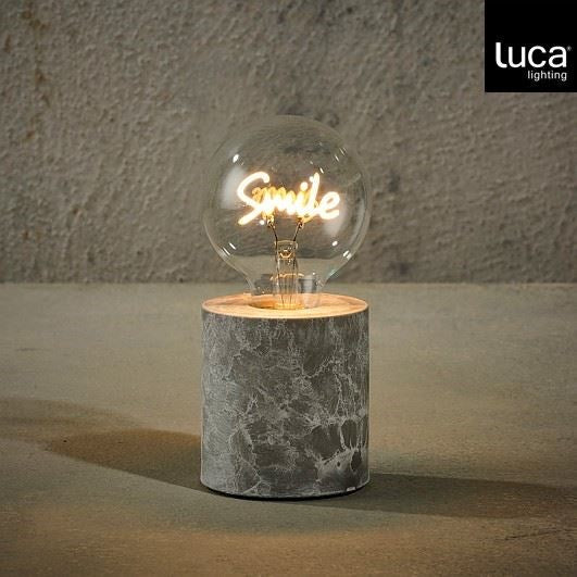 Tafellamp led smiley warm wit - 18x8cm - grijs