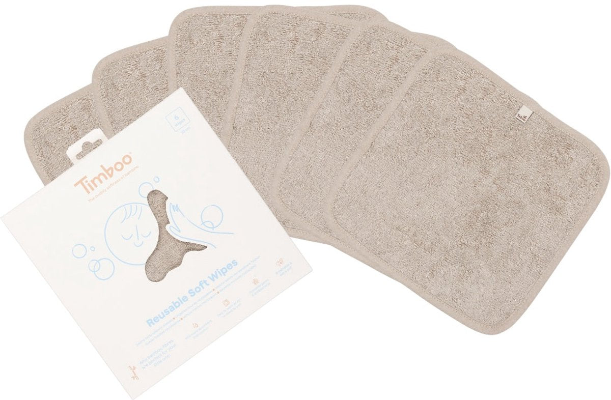 TIMBOO soft wipes reusable 20x20cm - feather grey - 6st