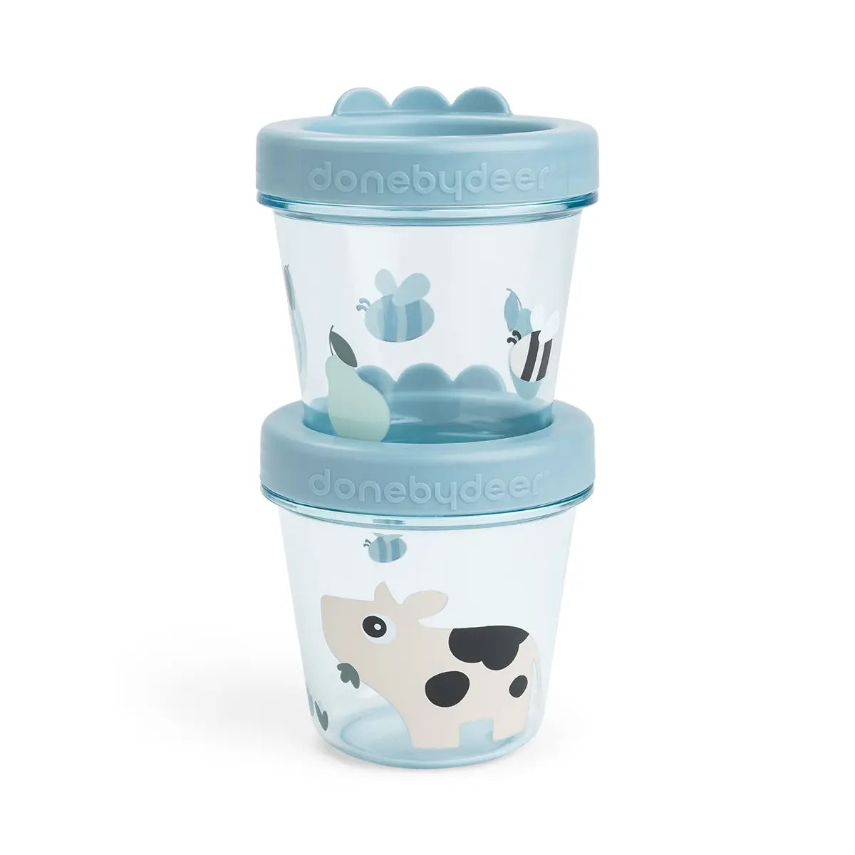 DONE BY DEER Baby food container S/2 tiny farm blue