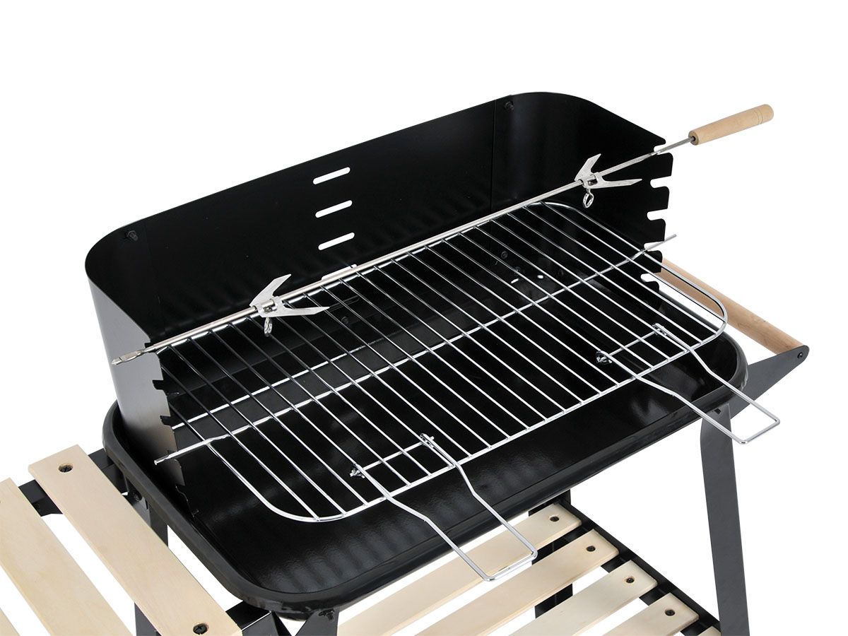 BBQ rechthoek 87cm op wielen - zwart houtskool barbecue