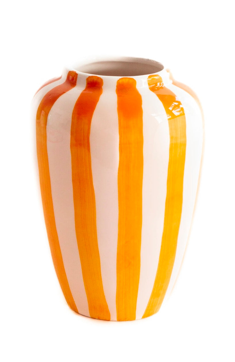 VAL Funky flower vaas XXL 30cm - orange stripes
