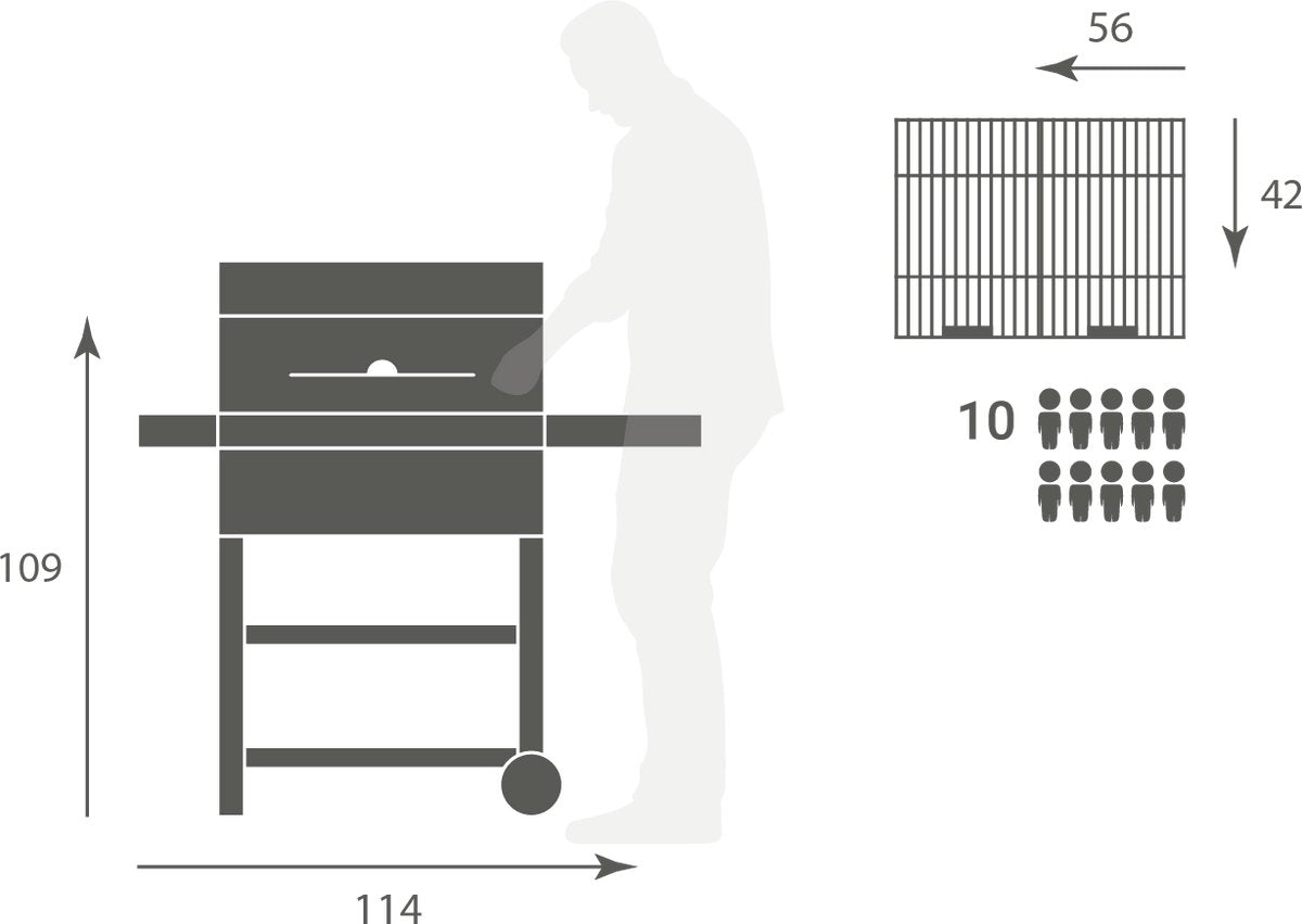 Boretti CARBONE 2.0 bbq houtskool verste lbaar kolenrek - grilloppervlak 57x42cm