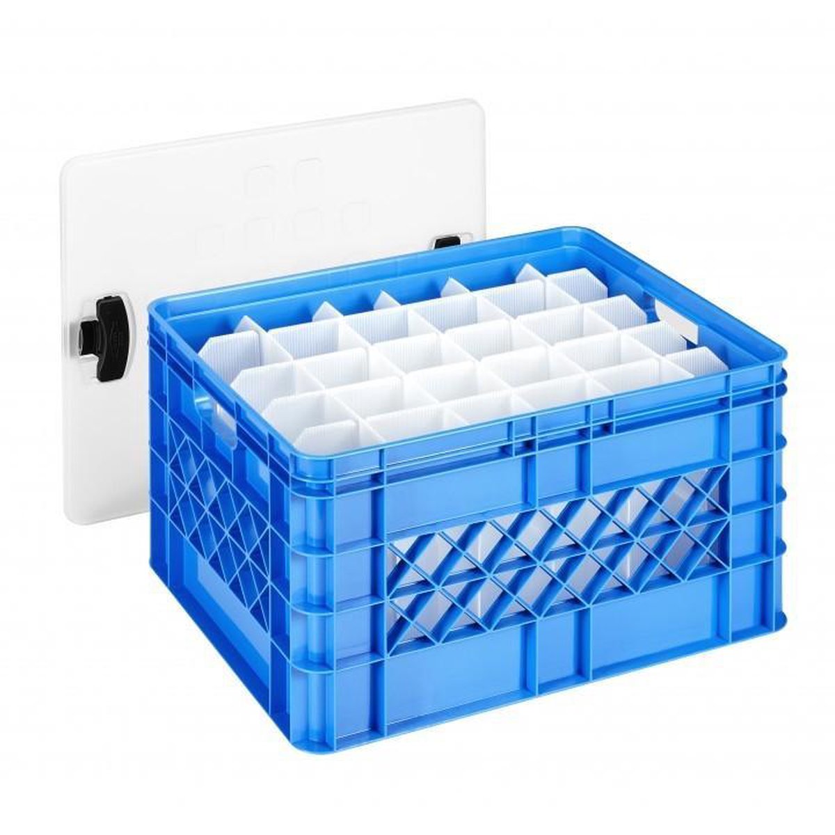 SUNWARE  Square glazenkrat met deksel voor wijn en champagneglazen - blauw