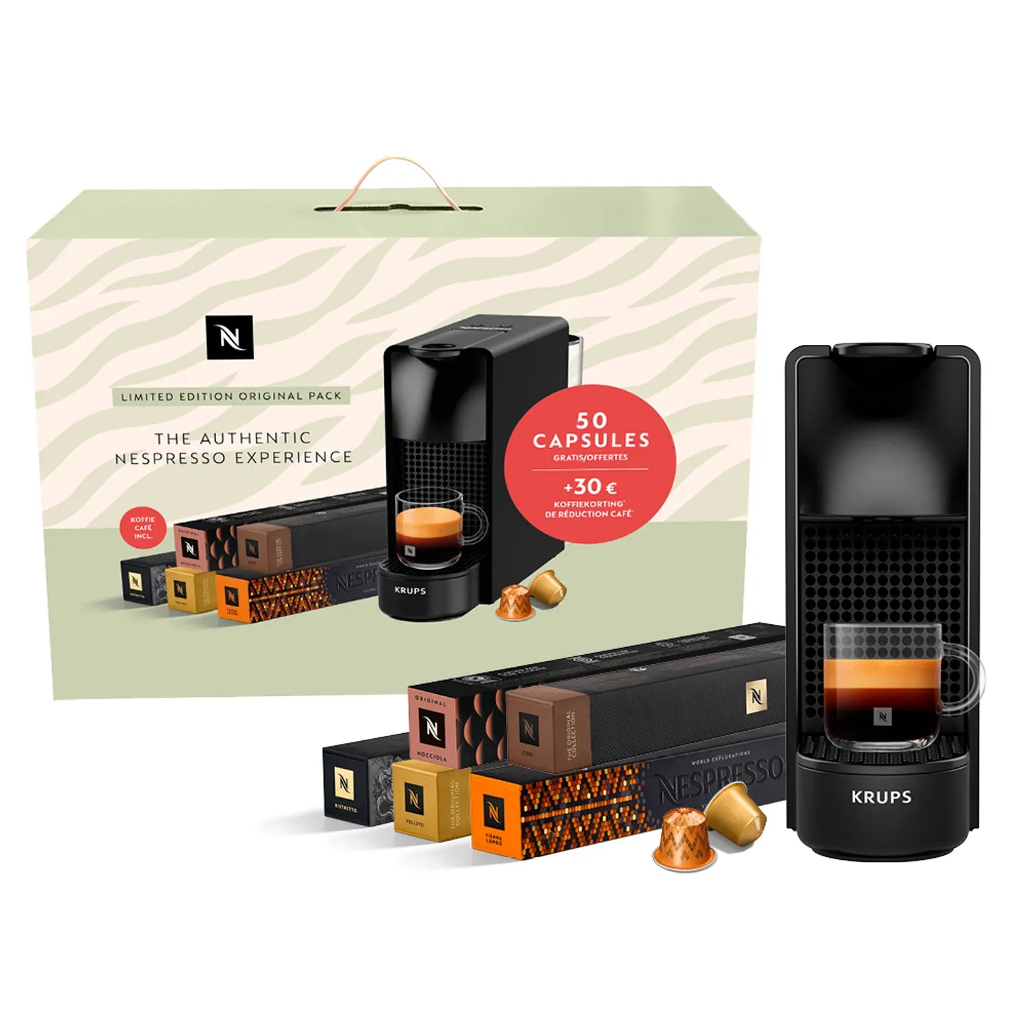 DELONGHI Nespresso essenza mini - zwart + 50 capsules en voucher
