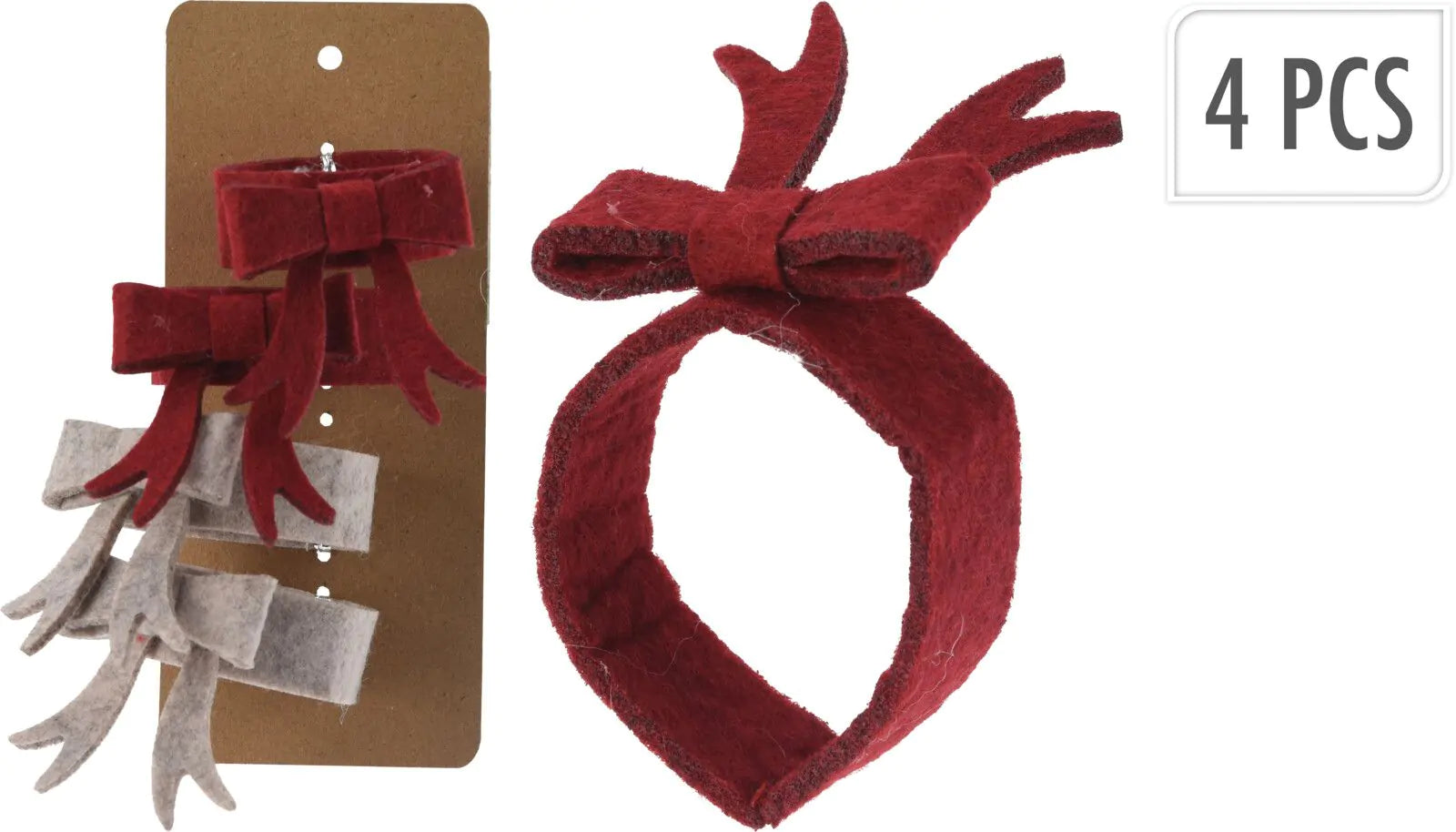 Kerst servetring vilt set/4 8cm