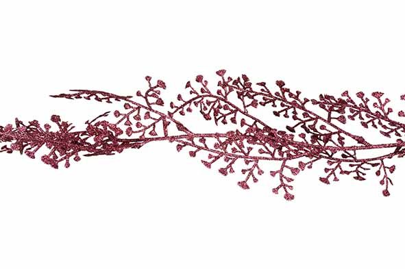 Kerstslinger kunststof buds glitter 180cm - bordeaux