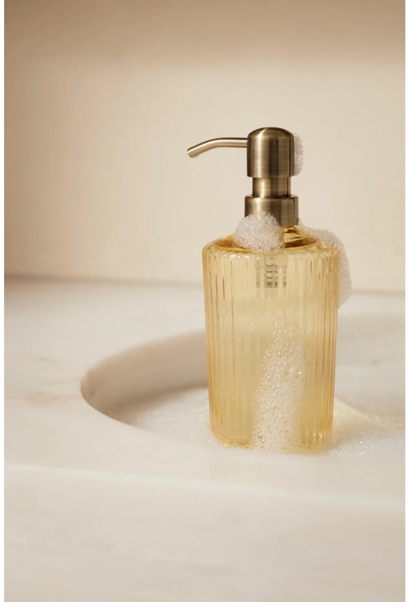 PAVEAU/ WELLMARK Cable fles handzeep fresh linen  (messing pomp)