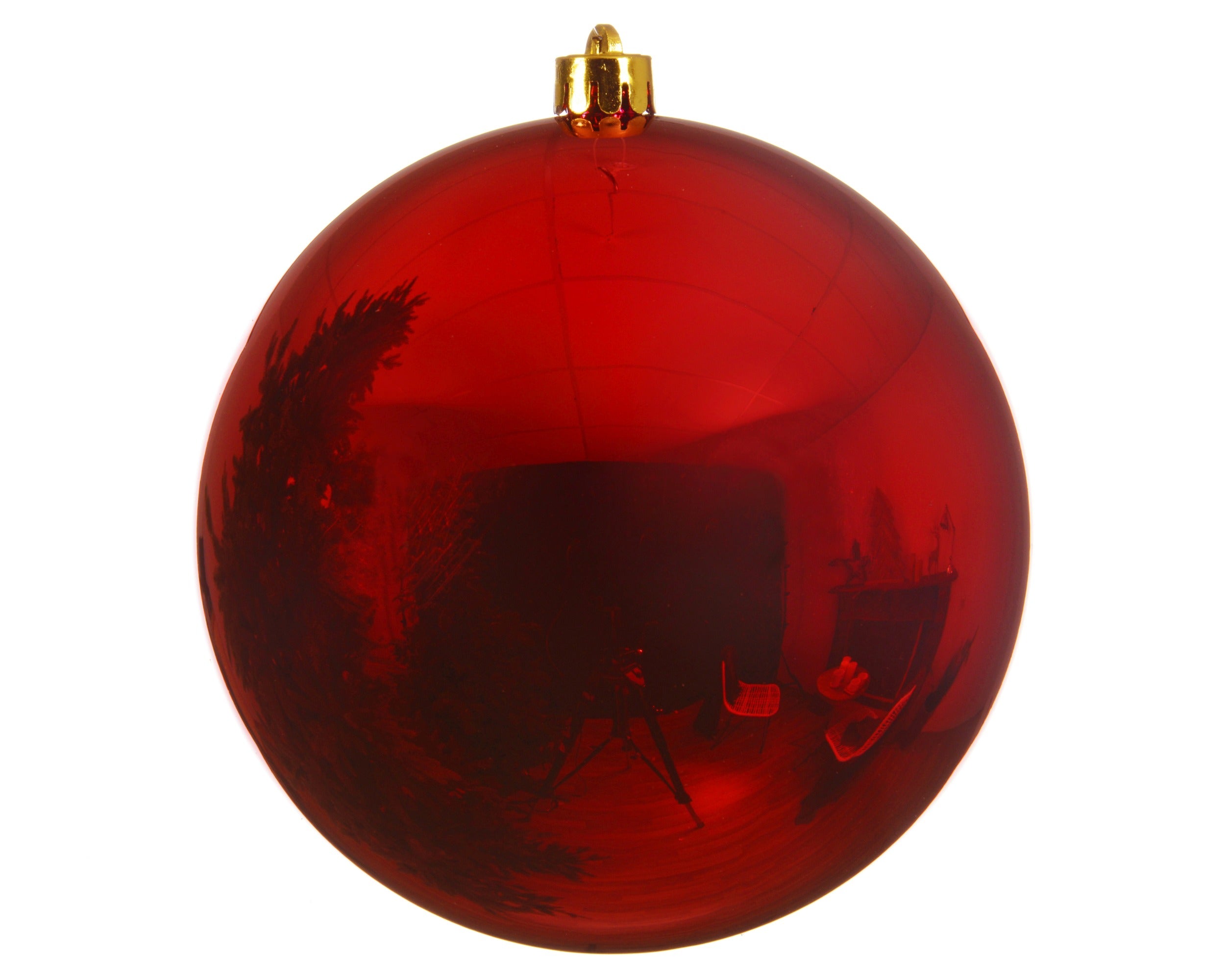 Kerstbal kunststof glans 20cm - kerstrood (prijs per stuk)