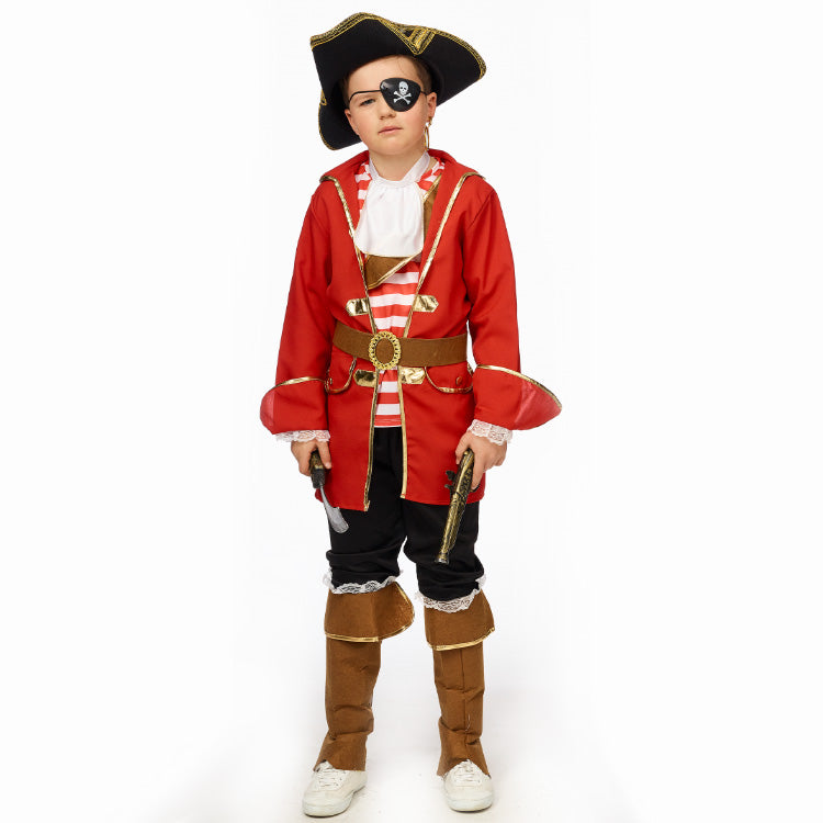 Verkleed kostuum kapitein piraat + acc.- 140