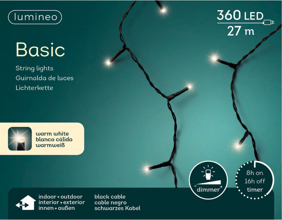 Lumineo LED basic 2700cm 360L - zwart/warm wit - kerstverlichting