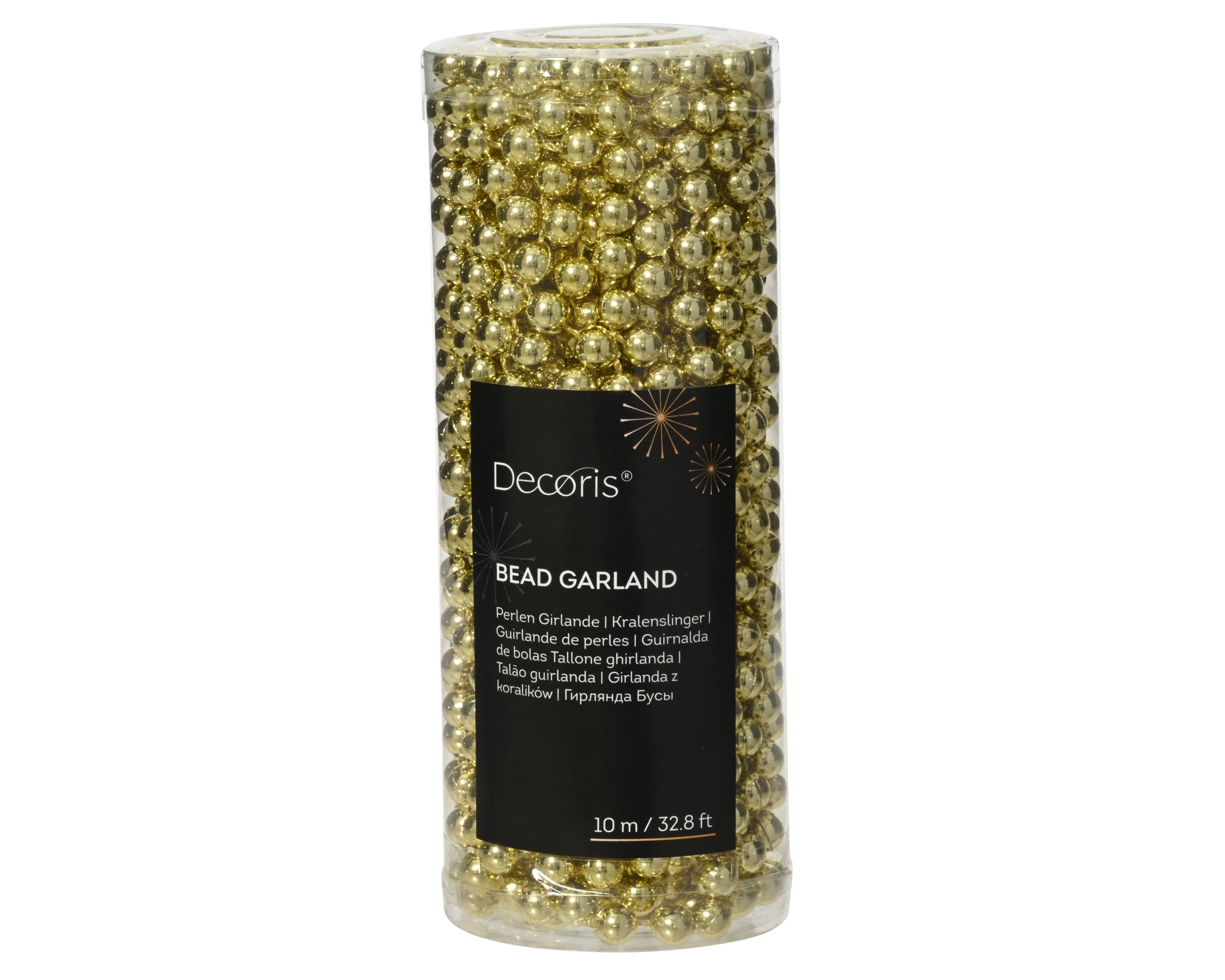 Kerst kralenketting 10m - licht goud