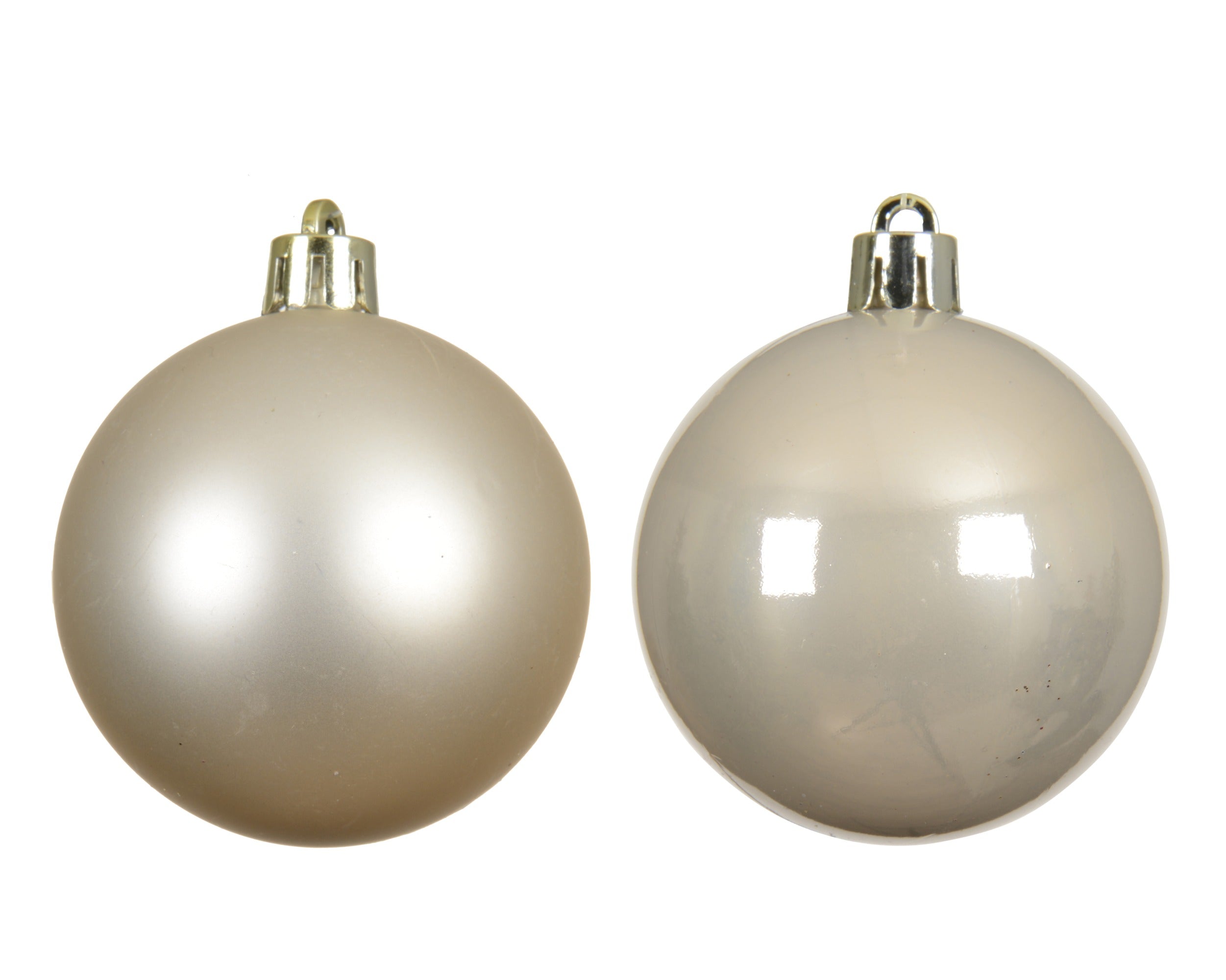 Kerstballen kunststof glans/mat mix 8cm - parel 6st.