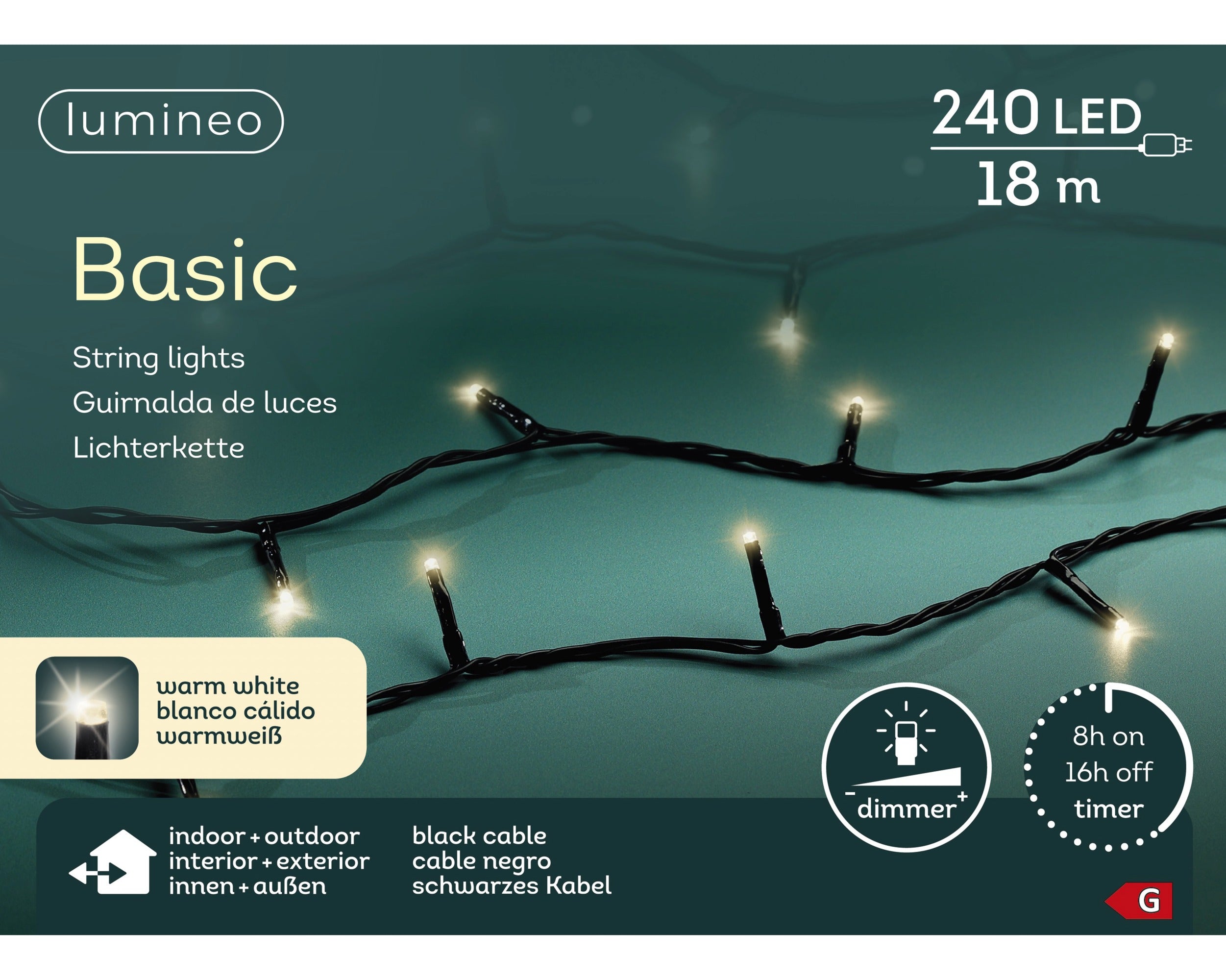 Lumineo LED basic 1800cm 240L - zwart/warm wit  - kerstverlichting