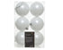 Kerstballen kunststof mat 8cm - winterwit 6st. 6st.