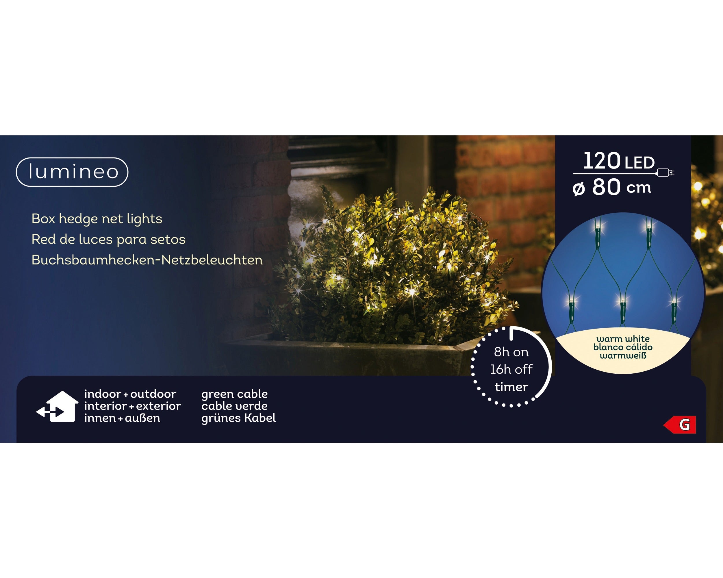 Lumineo LED box net 80cm 120L - groen/warm wit - kerstverlichting