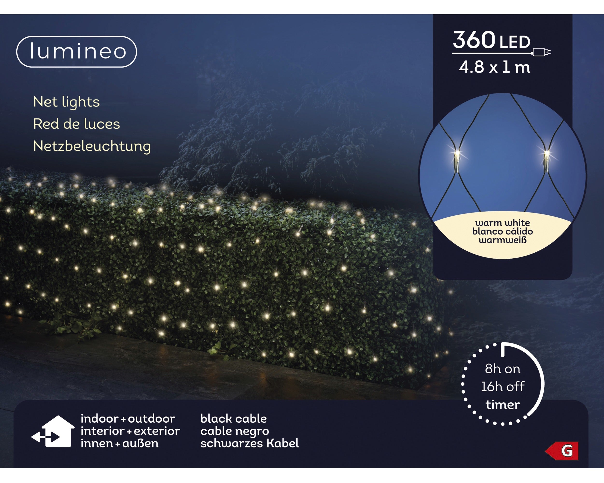 Lumineo LED net 480x100cm - zwart/warm wit  - kerstverlichting