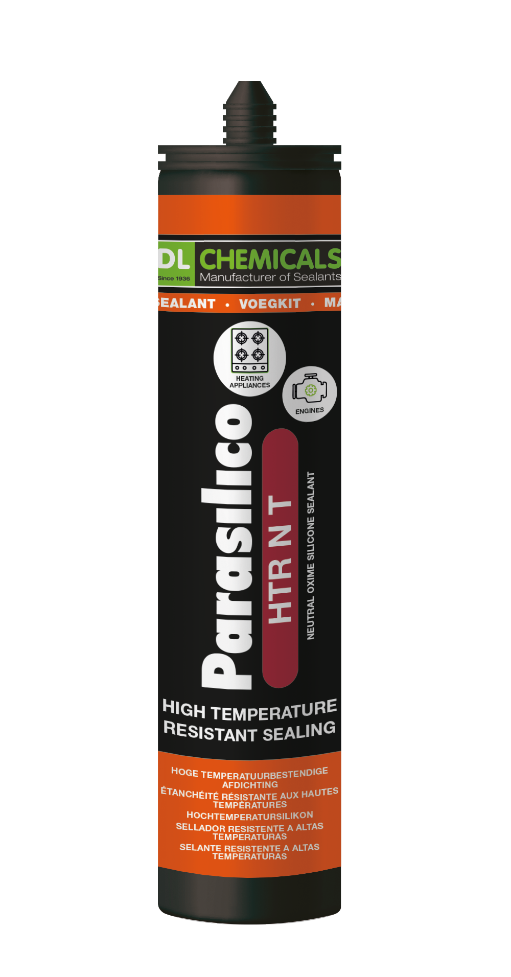 Parasilico HTR neutraal silicone zwart 310ml     TU