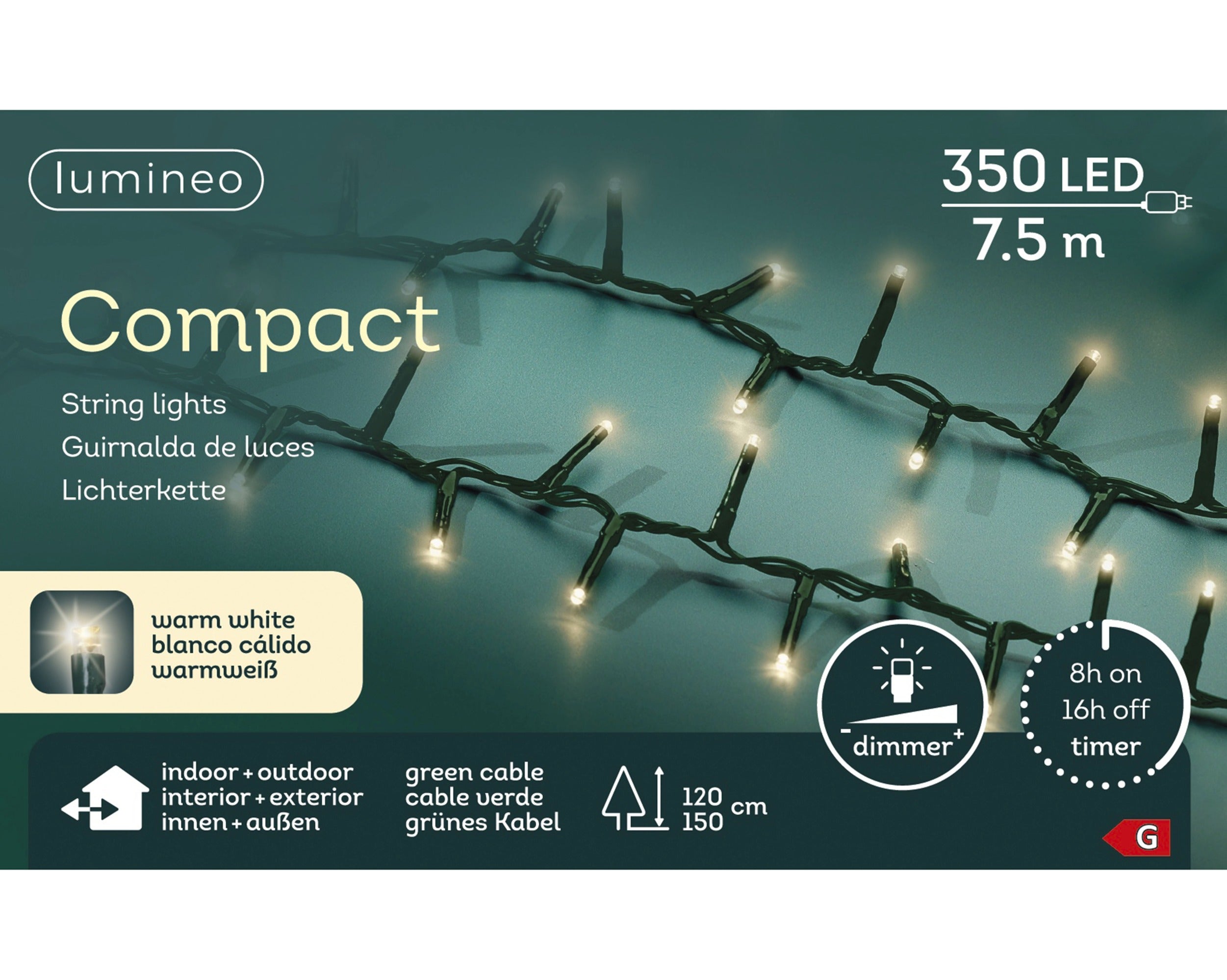 Lumineo LED compact 750cm 350L - groen/warm wit - kerstverlichting