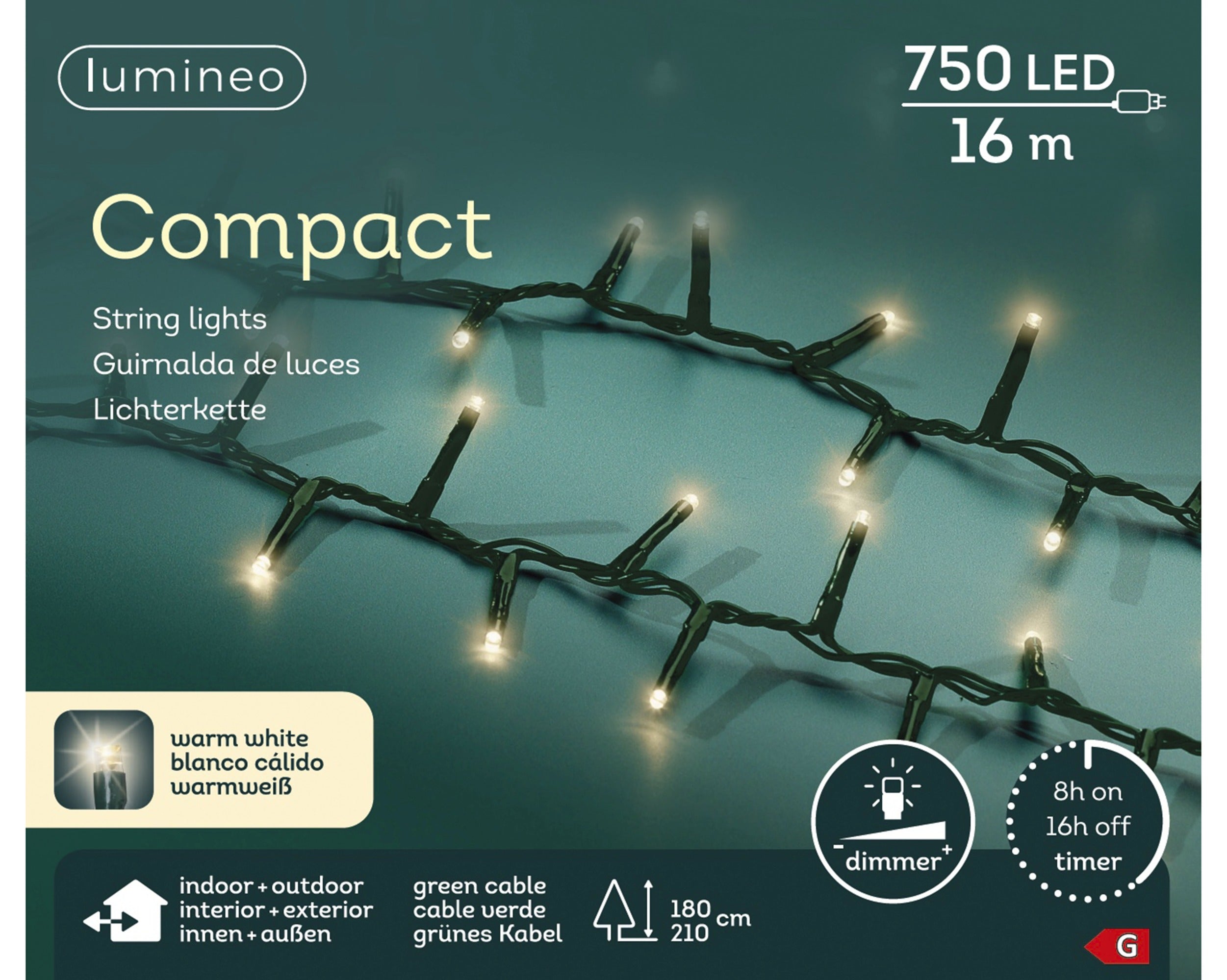 Lumineo LED compact 1600cm 750L - groen/warm wit - kerstverlichting