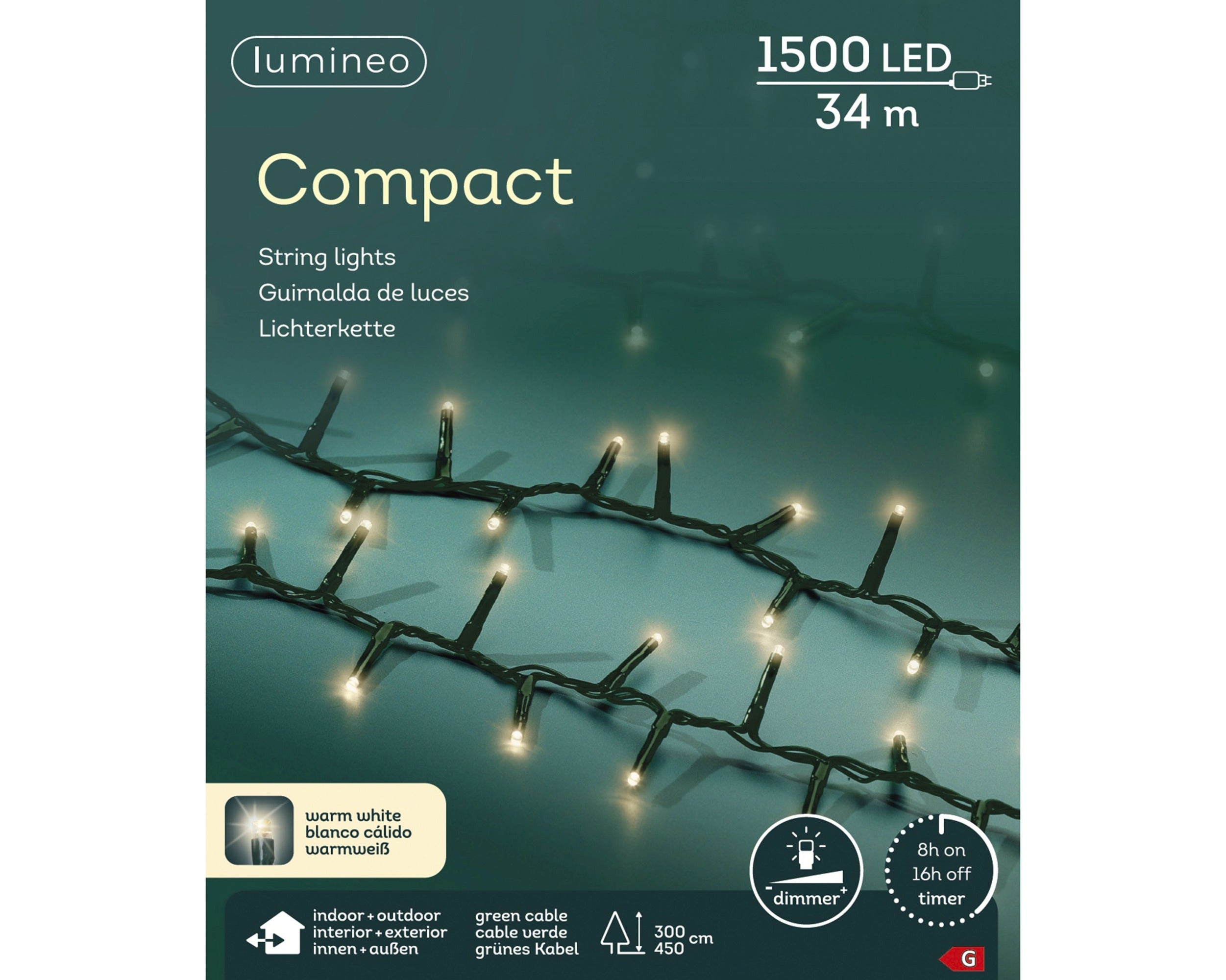 Lumineo LED compact 3400cm 1500L - groen/warm wit - kerstverlichting