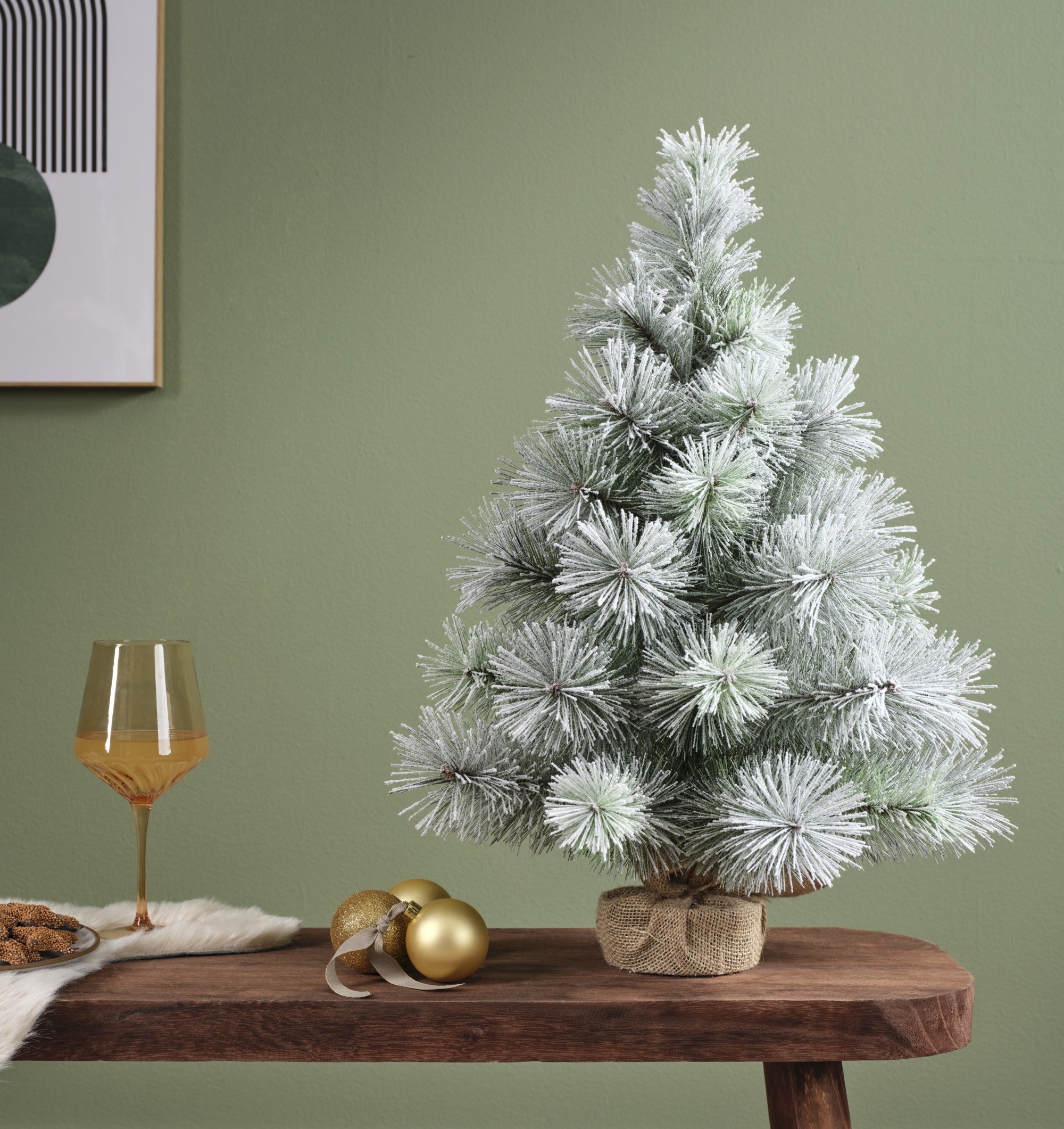 Kerstboom mini vancouver 42x60cm - groen/wit tree 34tips - groen/ wit