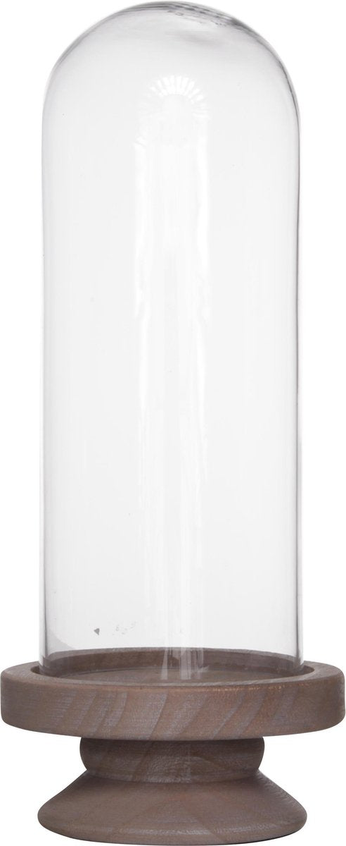 Stolp glas bolvorm m/voet hout - Cosy&Tr diam 13x26.5cm  058052   tu