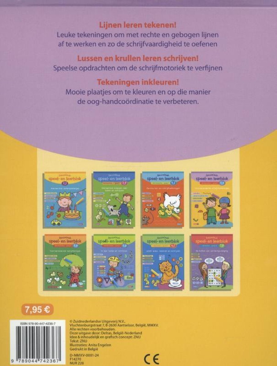 Reuzeleuk speel- en leerblok Voorbereidende schrijfoefeningen (5-6 j.)