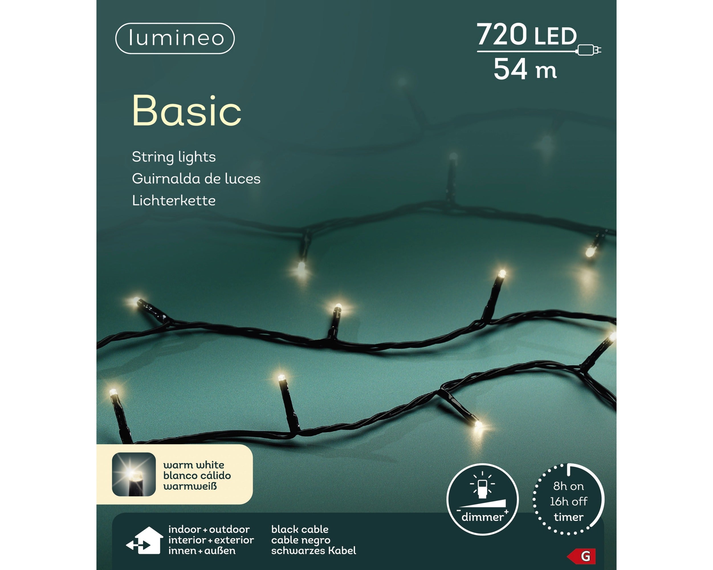 Lumineo LED basic 5400cm 720L - zwart/warm wit  - kerstverlichting