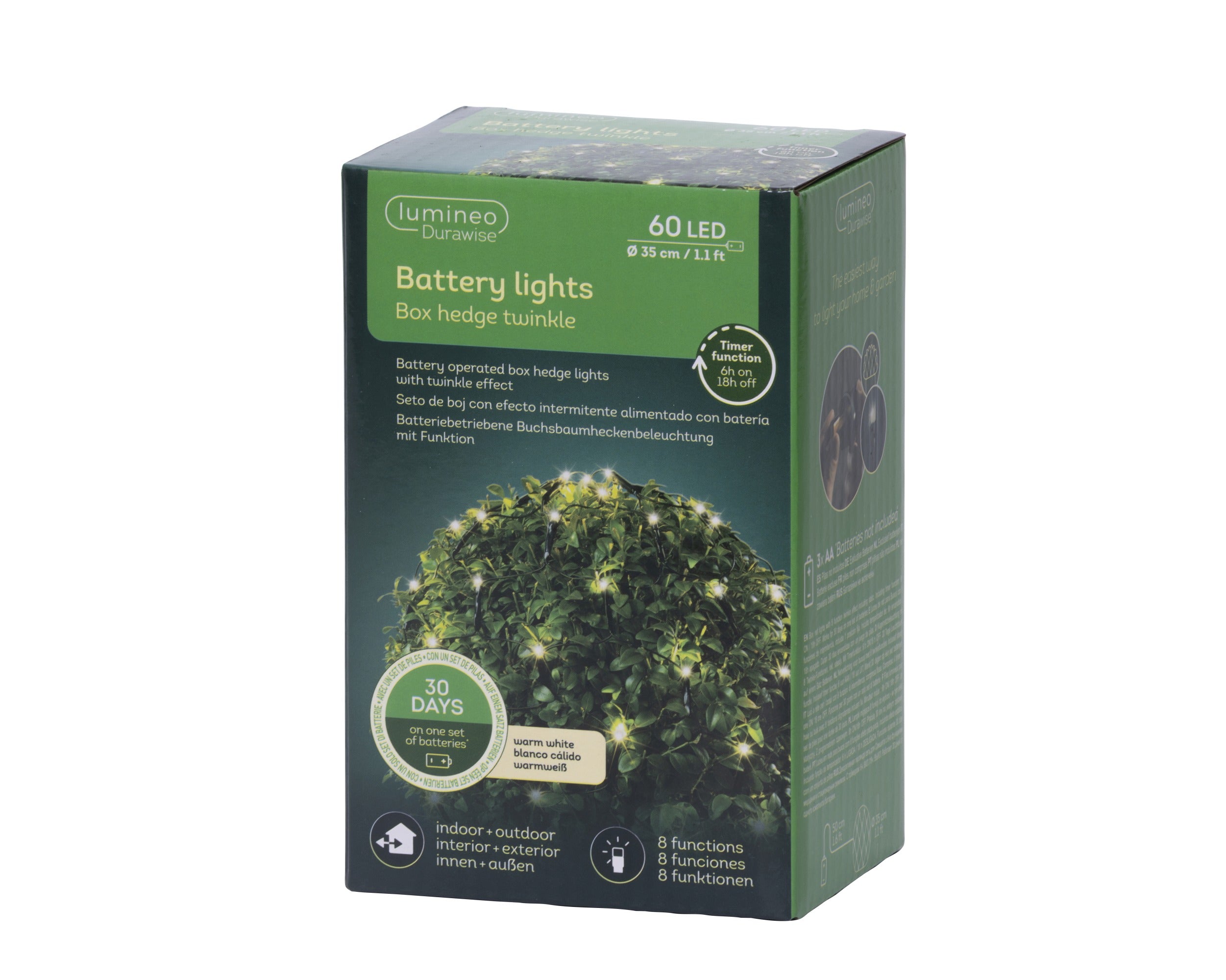 Lumineo LED durawise box net twinkel baterij 35cm 60L - zwart/warm wit - kerstverlichting