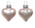 Kerstballen hart glas emaille/mat mix 4.5x4cm - poederroze 12st. roze 12st.