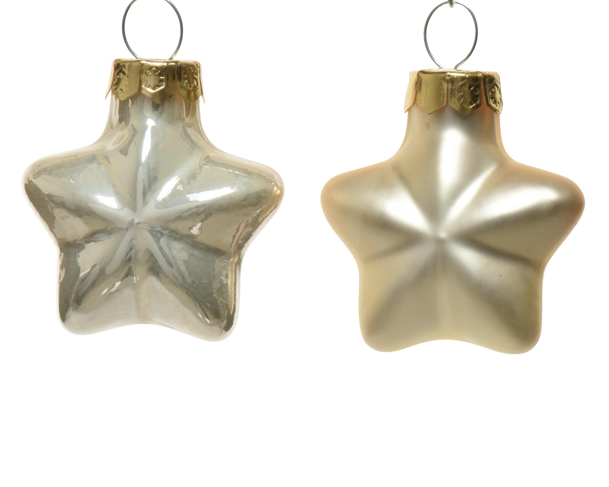 Kerstballen ster glas emaille/mat mix 4.5x4cm - parel 12st. 12st.