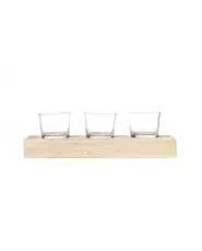 Hapjesplank m. 3 glaasjes - 31x10x4cm TU UC    (geen foto)