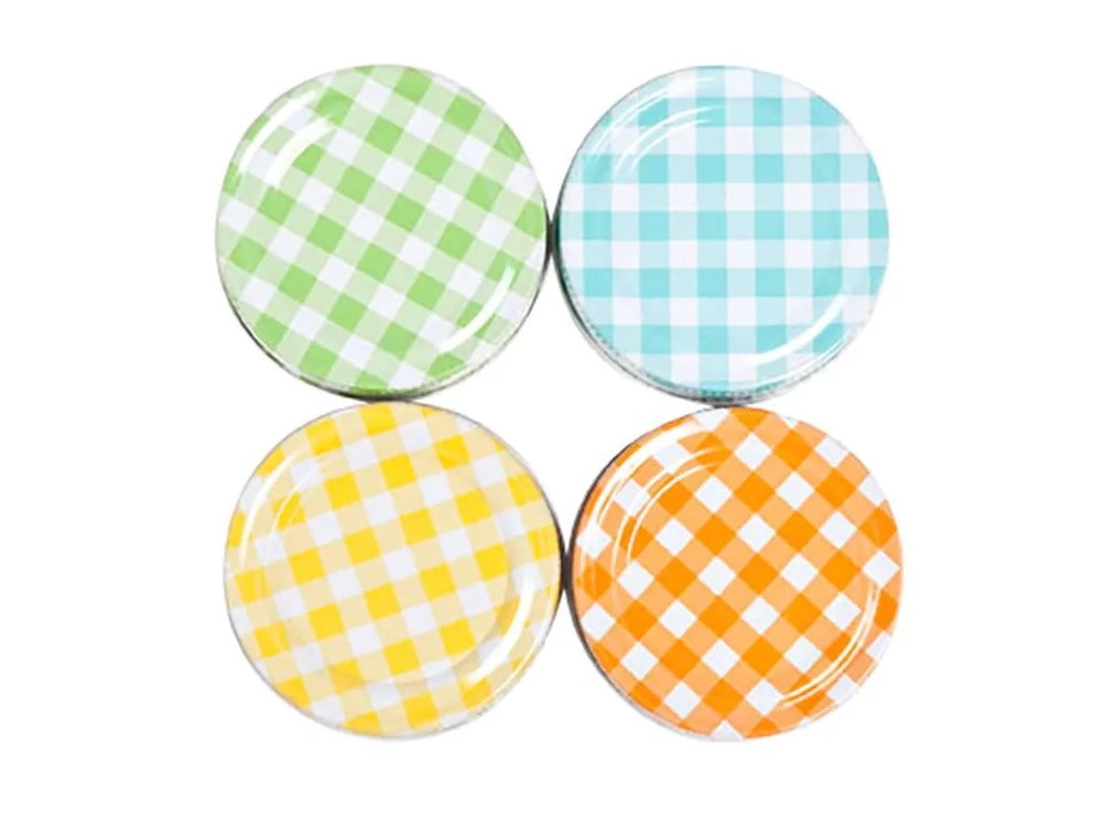 Deksel 7cm z/gaatje - set/4 - ass. ruit