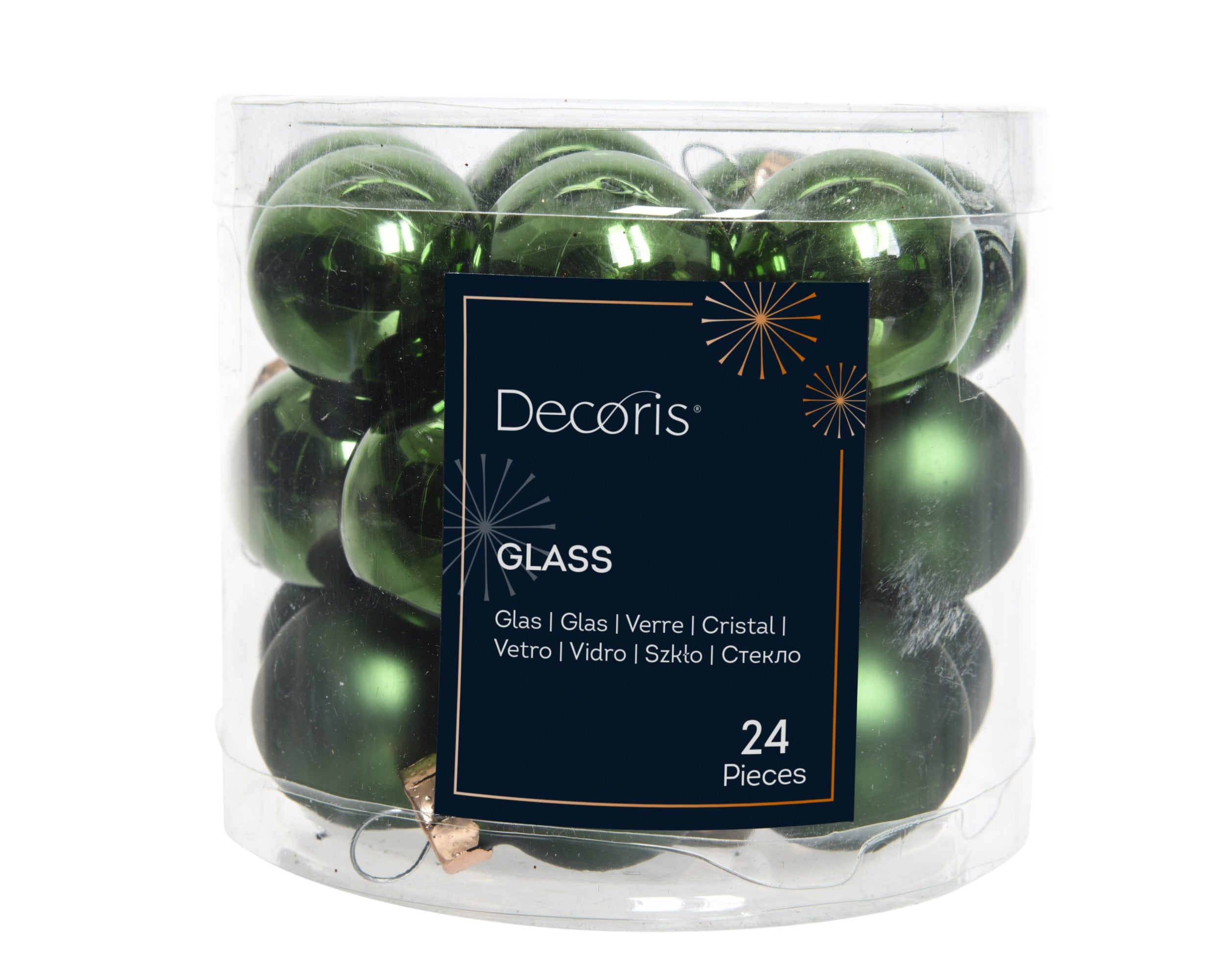 Kerstballen glas glans/mat mix 2.5cm - dennengroen 24st. groen 24stuks