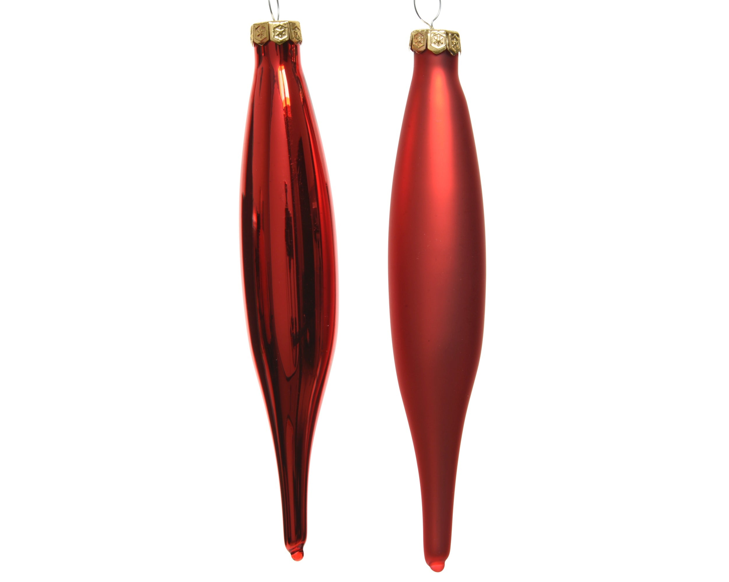 Kerst ijspegel glas glans/mat mix 15cm - kerstrood 6st.