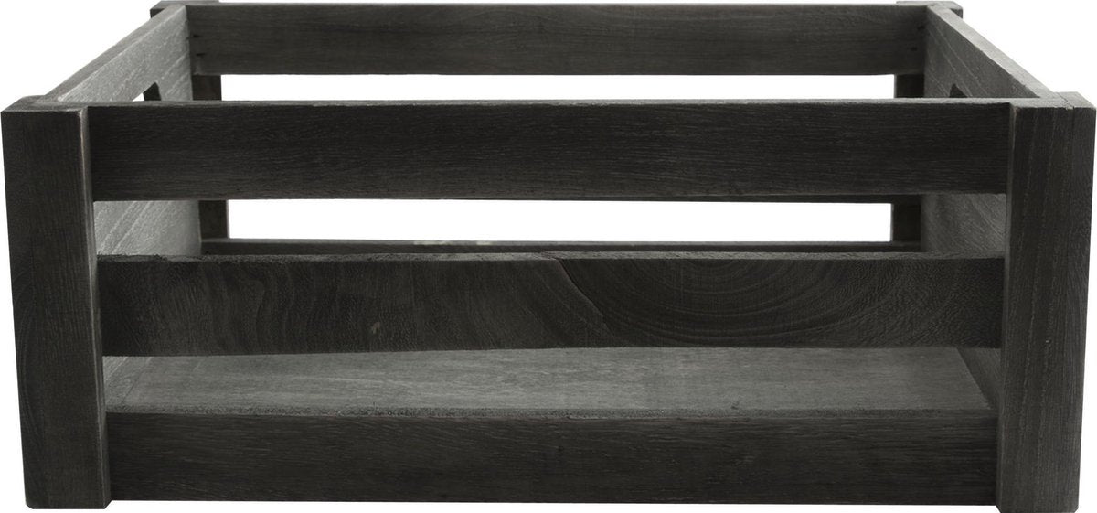 Kist krat hout - 28.5x17.5x12cm - grijs