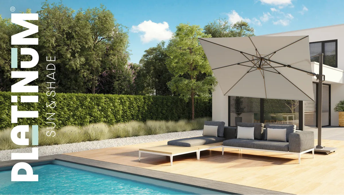 CHALLENGER T2 parasol 3x3m - wit/ antraciet excl. voet